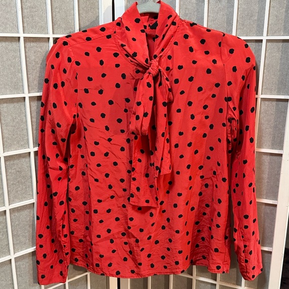 LAN JAENICKE Tops - LAN JAENICKE RED POLKA DOT BLOUSE WITH BOW❤️